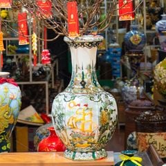 Bình Hoa Dáng Tỏi Thuận Buồm Xuôi Gió Vẽ Vàng